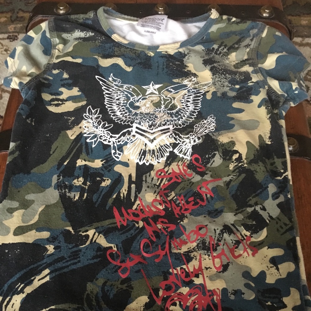 MONDOR shirt, Fatigue Print, Girls SZ 12-14
